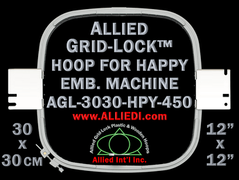 30 x 30 cm (12 x 12 inch) Square Allied Grid-Lock Plastic Embroidery Hoop - Happy Japan 450 - Allied May Substitute this with Premium Version Hoop