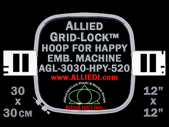 30 x 30 cm (12 x 12 inch) Square Allied Grid-Lock Plastic Embroidery Hoop - Happy Japan 520 - Allied May Substitute this with Premium Version Hoop