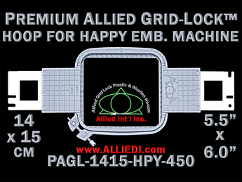 14 x 15 cm (5.5 x 6 inch) Rectangular Premium Allied Grid-Lock Plastic Embroidery Hoop - Happy Japan 450