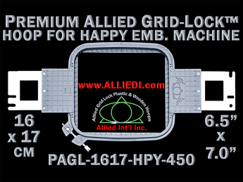 16 x 17 cm (6.5 x 7 inch) Rectangular Premium Allied Grid-Lock Plastic Embroidery Hoop - Happy Japan 450