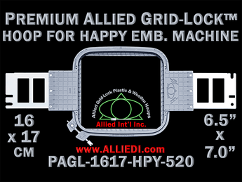 16 x 17 cm (6.5 x 7 inch) Rectangular Premium Allied Grid-Lock Plastic Embroidery Hoop - Happy Japan 520