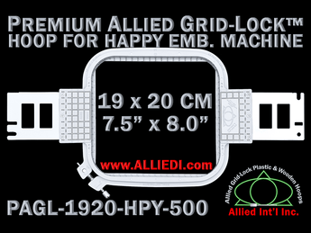 19 x 20 cm (7.5 x 8 inch) Rectangular Premium Allied Grid-Lock Plastic Embroidery Hoop - Happy Japan 500
