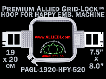 19 x 20 cm (7.5 x 8 inch) Rectangular Premium Allied Grid-Lock Plastic Embroidery Hoop - Happy Japan 520