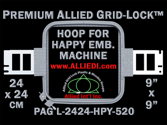 24 x 24 cm (9 x 9 inch) Square Premium Allied Grid-Lock Plastic Embroidery Hoop - Happy Japan 520