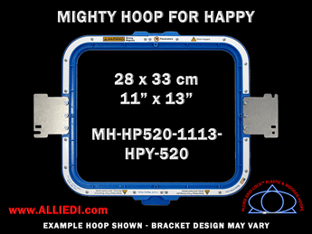 Happy Japan 11 x 13 inch (28 x 33 cm) Rectangular Magnetic Mighty Hoop for 520 mm Sew Field / Arm Spacing