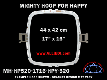 Happy Japan 17.25 x 16.6 inch (44 x 42 cm) Rectangular Magnetic Mighty Hoop for 520 mm Sew Field / Arm Spacing