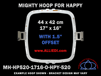 Happy Japan 17.25 x 16.6 inch (44 x 42 cm) with 1.5 inch Offset Rectangular Magnetic Mighty Hoop for 520 mm Sew Field / Arm Spacing
