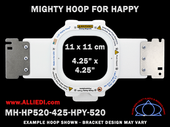 Happy Japan 4.25 x 4.25 inch (11 x 11 cm) Square Magnetic Mighty Hoop for 520 mm Sew Field / Arm Spacing