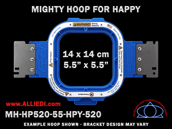 Happy Japan 5.5 x 5.5 inch (14 x 14 cm) Square Magnetic Mighty Hoop for 520 mm Sew Field / Arm Spacing