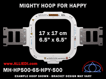 Happy Japan 6.5 x 6.5 inch (17 x 17 cm) Square Magnetic Mighty Hoop for 500 mm Sew Field / Arm Spacing