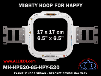 Happy Japan 6.5 x 6.5 inch (17 x 17 cm) Square Magnetic Mighty Hoop for 520 mm Sew Field / Arm Spacing