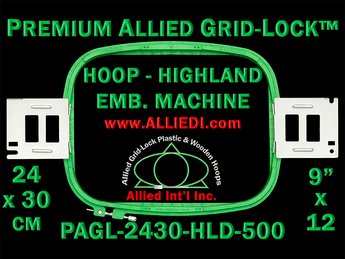 24 x 30 cm (9 x 12 inch) Rectangular Premium Allied Grid-Lock Plastic Embroidery Hoop - Highland 500