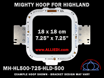 Highland 7.25 x 7.25 inch (18 x 18 cm) Square Magnetic Mighty Hoop for 500 mm Sew Field / Arm Spacing