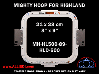 Highland 8 x 9 inch (21 x 23 cm) Rectangular Magnetic Mighty Hoop for 500 mm Sew Field / Arm Spacing