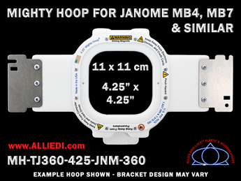 Janome 4.25 x 4.25 inch (11 x 11 cm) Square Magnetic Mighty Hoop for 360 mm Sew Field / Arm Spacing