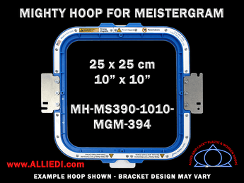 Meistergram 10 x 10 inch (25 x 25 cm) Square Magnetic Mighty Hoop for 394 mm Sew Field / Arm Spacing