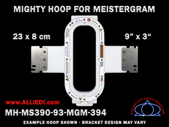 Meistergram 9 x 3 inch (23 x 8 cm) Vertical Rectangular Magnetic Mighty Hoop for 394 mm Sew Field / Arm Spacing