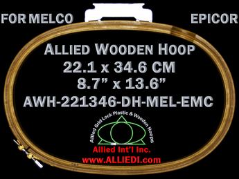 22.1 x 34.6 cm (8.7 x 13.6 inch) Oval Double Height Allied Wooden Embroidery Hoop, Double Height - Melco Epicor (EMC) Flat Table