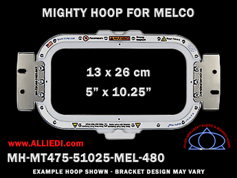 Melco 5 x 10.25 inch (13 x 26 cm) Horizontal Rectangular Magnetic Mighty Hoop for 480 mm Sew Field / Arm Spacing