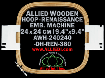 24.0 x 24.0 cm (9.4 x 9.4 inch) Rectangular Allied Wooden Embroidery Hoop