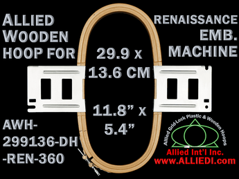 29.9 x 13.6 cm (11.8 x 5.3 inch) Rectangular Allied Wooden Embroidery Hoop