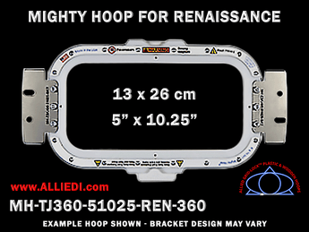 Renaissance 5 x 10.25 inch (13 x 26 cm) Horizontal Rectangular Magnetic Mighty Hoop for 360 mm Sew Field / Arm Spacing