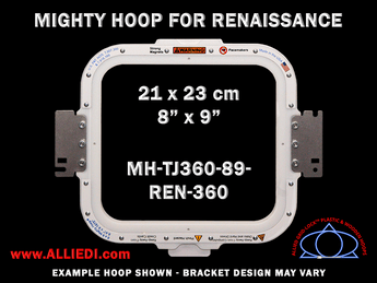 Renaissance 8 x 9 inch (21 x 23 cm) Rectangular Magnetic Mighty Hoop for 360 mm Sew Field / Arm Spacing