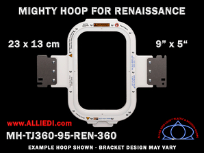 Renaissance 9 x 5 inch (23 x 13 cm) Vertical Rectangular Magnetic Mighty Hoop for 360 mm Sew Field / Arm Spacing