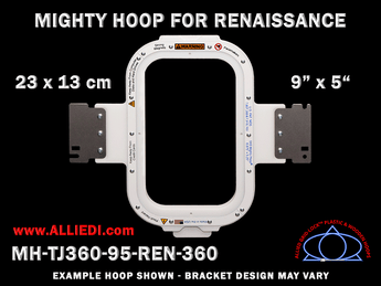 Renaissance 9 x 5 inch (23 x 13 cm) Vertical Rectangular Magnetic Mighty Hoop for 360 mm Sew Field / Arm Spacing