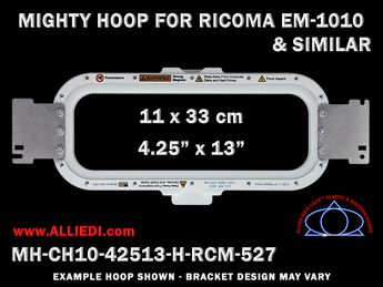 Ricoma EM-1010 4.25 x 13 inch (11 x 33 cm) Horizontal Rectangular Magnetic Mighty Hoop