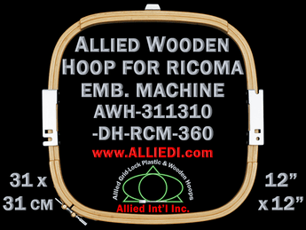 31.1 x 31.0 cm (12.2 x 12.2 inch) Rectangular Allied Wooden Embroidery Hoop