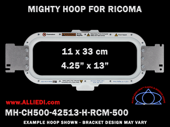 Ricoma 4.25 x 13 inch (11 x 33 cm) Horizontal Magnetic Mighty Hoop for 500 mm Sew Field / Arm Spacing