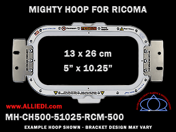 Ricoma 5 x 10.25 inch (13 x 26 cm) Horizontal Rectangular Magnetic Mighty Hoop for 500 mm Sew Field / Arm Spacing