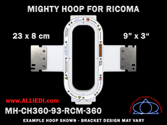 Ricoma 9 x 3 inch (23 x 8 cm) Vertical Rectangular Magnetic Mighty Hoop for 360 mm Sew Field / Arm Spacing