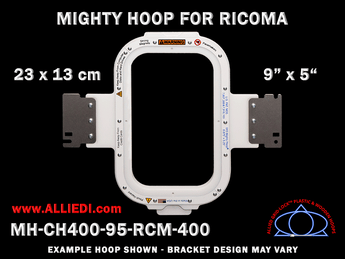 Ricoma 9 x 5 inch (23 x 13 cm) Vertical Rectangular Magnetic Mighty Hoop for 400 mm Sew Field / Arm Spacing