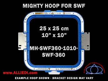 SWF 10 x 10 inch (25 x 25 cm) Square Magnetic Mighty Hoop for 360 mm Sew Field / Arm Spacing