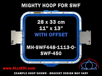 SWF 11 x 13 inch (28 x 33 cm) Rectangular Magnetic Mighty Hoop with Offset for 450 mm Sew Field / Arm Spacing