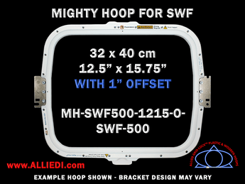 SWF 12.5 x 15.75 inch (32 x 40 cm) with 1 inch Offset - Rectangular Magnetic Mighty Hoop for 500 mm Sew Field / Arm Spacing