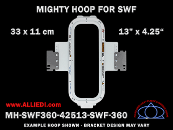 SWF 13 x 4.25 inch (33 x 11 cm) Vertical Rectangular Magnetic Mighty Hoop for 360 mm Sew Field / Arm Spacing