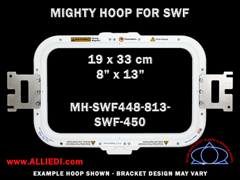 SWF 8 x 13 inch (19 x 33 cm) Rectangular Magnetic Mighty Hoop for 450 mm Sew Field / Arm Spacing