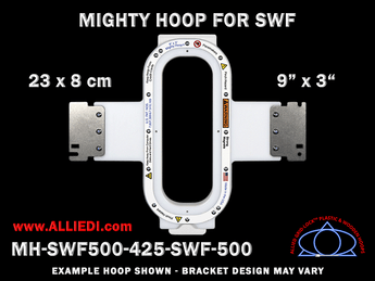 SWF 9 x 3 inch (23 x 8 cm) Vertical Rectangular Magnetic Mighty Hoop for 500 mm Sew Field / Arm Spacing