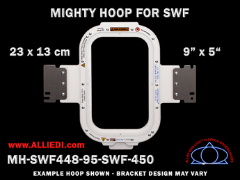 SWF 9 x 5 inch (23 x 13 cm) Vertical Rectangular Magnetic Mighty Hoop for 450 mm Sew Field / Arm Spacing