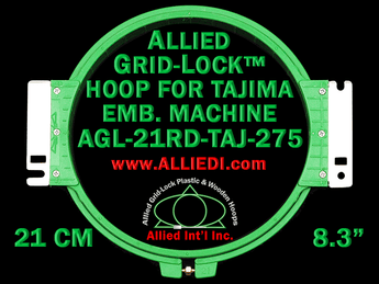 Tajima 21 cm (8.3 inch) Round Allied Grid-Lock Embroidery Hoop (New Design) for 275 mm Sew Field / Arm Spacing