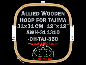 Tajima 31.1 x 31.0 cm (12.2 x 12.2 inch) Rectangular Allied Wooden Embroidery Hoop, Double Height - For 360 mm Sew Field / Arm Spacing