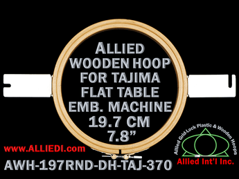 Tajima 19.7 cm (7.8 inch) Round Allied Wooden Embroidery Hoop, Double Height - For Flat Table Machine - 370 mm Screw-to-Screw Mounting Distance