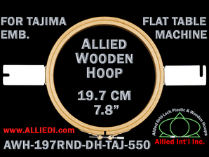 Tajima 19.7 cm (7.8 inch) Round Allied Wooden Embroidery Hoop, Double Height - For Flat Table Machine - 550 mm Screw-to-Screw Mounting Distance