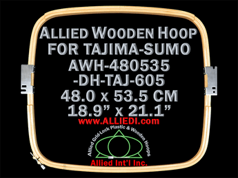 Tajima 48.0 x 53.5 cm (18.9 x 21.1 inch) Rectangular Allied Wooden Embroidery Hoop, Double Height - For 600 mm Sew Field / Arm Spacing