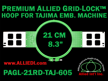 Tajima 21 cm (8.3 inch) Round Premium Allied Grid-Lock Embroidery Hoop for 600 mm Sew Field / Arm Spacing