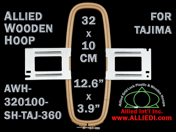 Tajima 32.0 x 10.0 cm (12.6 x 3.9 inch) Rectangular Allied Wooden Embroidery Hoop, Single Height - For 360 mm Sew Field / Arm Spacing