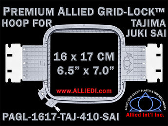 Tajima Juki SAI 16 x 17 cm (6.5 x 7 inch) Rectangular Premium Allied Grid-Lock Embroidery Hoop for 410 mm Sew Field / Arm Spacing